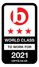 World Class to Work for 2021 cert.b.co.uk